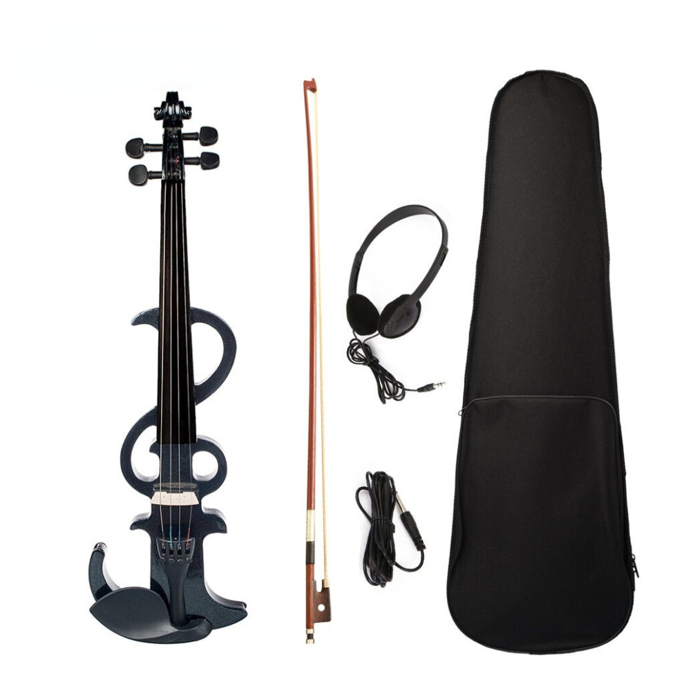 Electric Violin 4/4 Electric Silent Violin Full Size Violin Ebony Fretboard +Case-Black