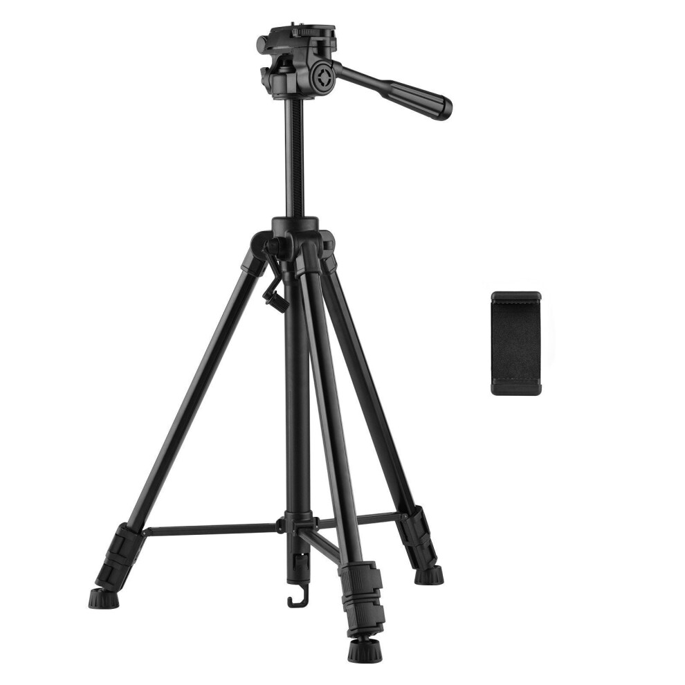 Adjustable Height Tripod Stand 3-Way Hydraumatic Head Universal 1/4 Mounting