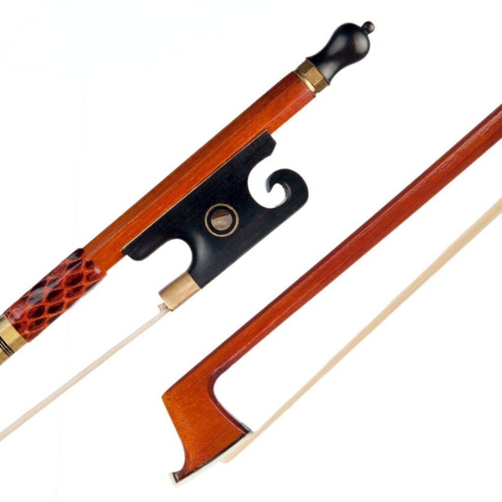 Master Violin Bow 4/4 Pernambuco Fiddle Bow White Mongolia Horsehair Octagonal Stick Snake Skin Grip Black Ox Horn Frog