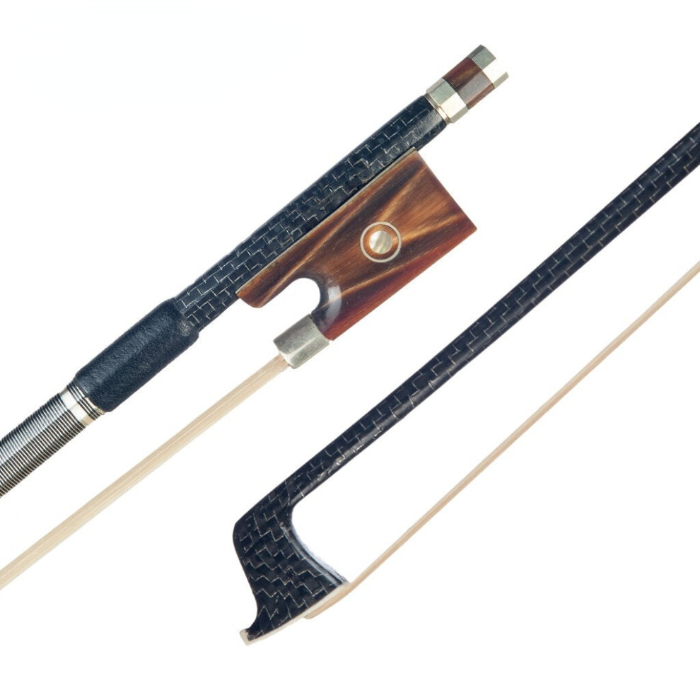 Master Carbon Fiber Bow Fiddle/ Violin Bow Silver Braided Carbon Fiber Bow W/ Ox Horn Frog Classical Paris Eye Inlay