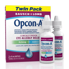 Opcon-A Eye Allergy Relief Drops–Antihistamine and Redness Reliever Eye Drops–from Bausch + Lomb – 0.5 FL OZ (15 mL) Twin Pack (Pack of 2)