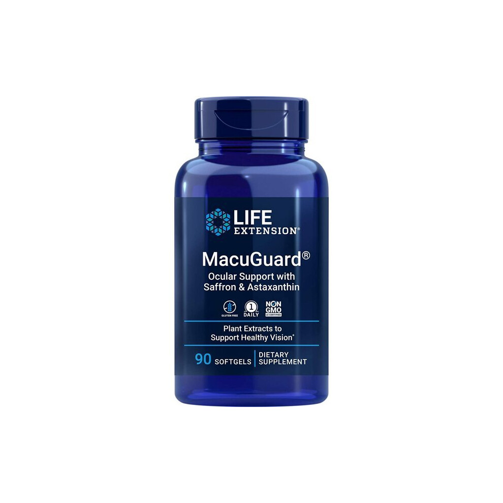 Life Extension Macuguard Ocular Support 90 Softgels With Saffron, Lutein, Astaxanthin & Zeaxanthin, - Eye Vitamin Supplement