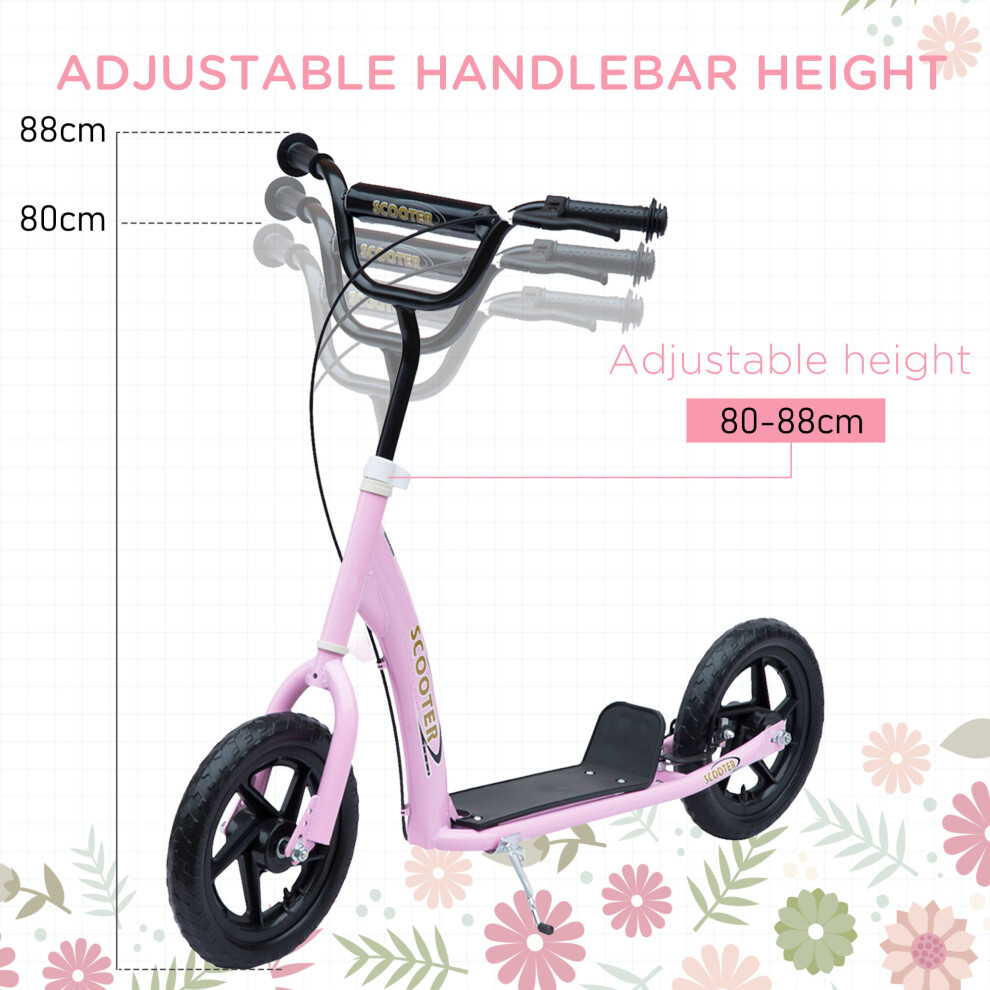 homcom-push-scooter-teen-kids-stunt-bike-ride-on-with-12--eva-tyres--pink