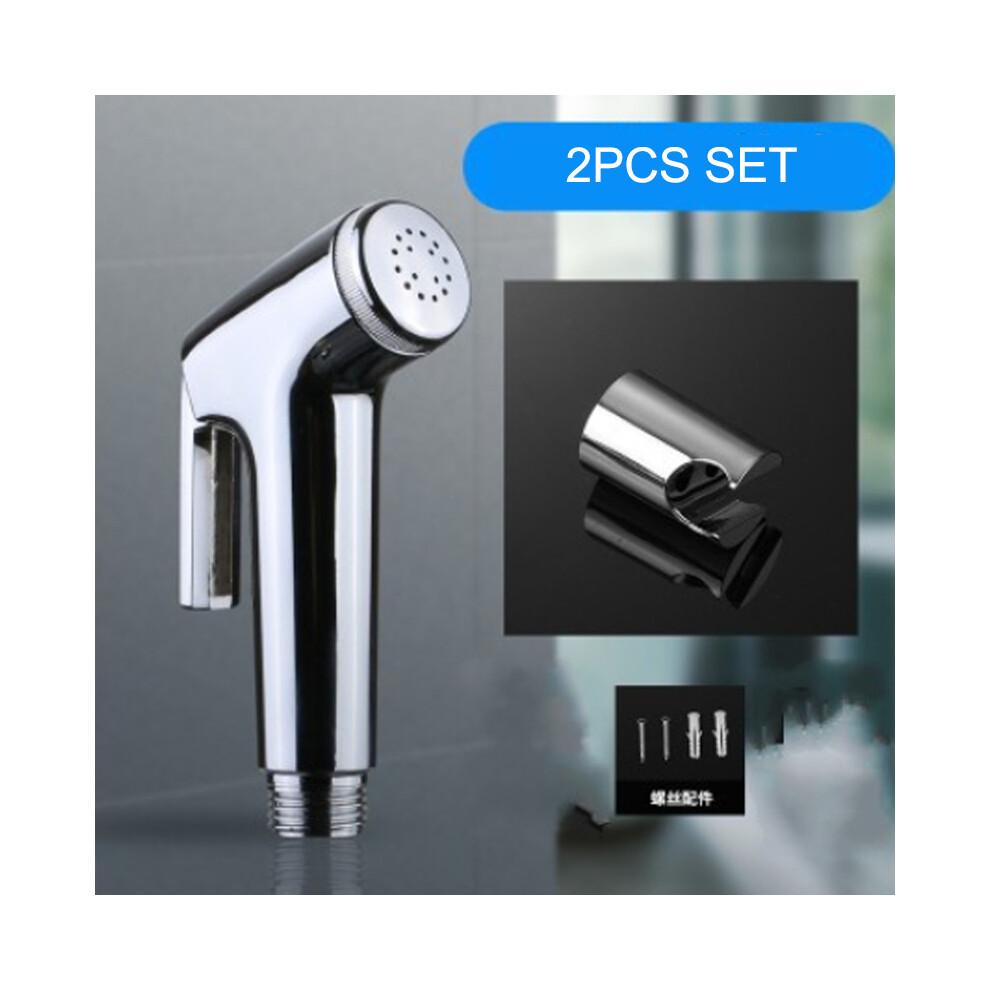 (Spray Gun + Base) Chrome Bidet Shattaf Douche Spray Tap Hygienic Toilet  Shower Head Hose
