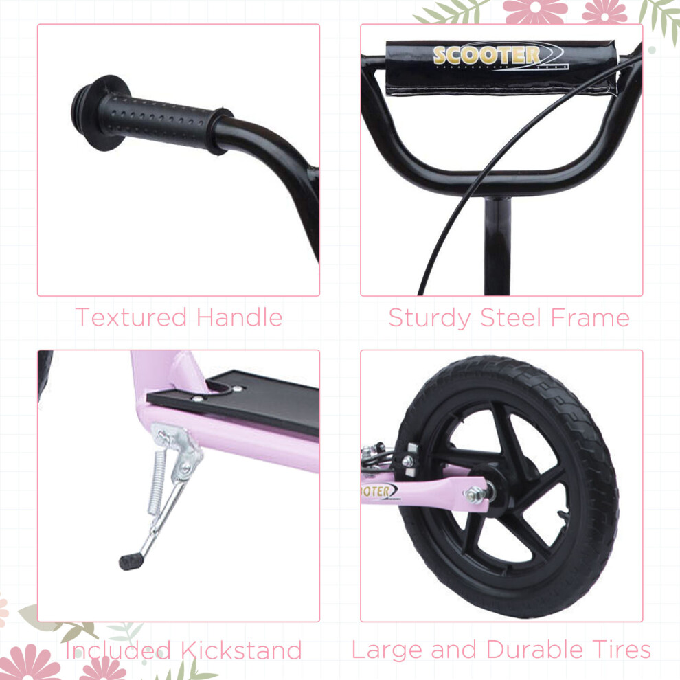 homcom-push-scooter-teen-kids-stunt-bike-ride-on-with-12--eva-tyres--pink