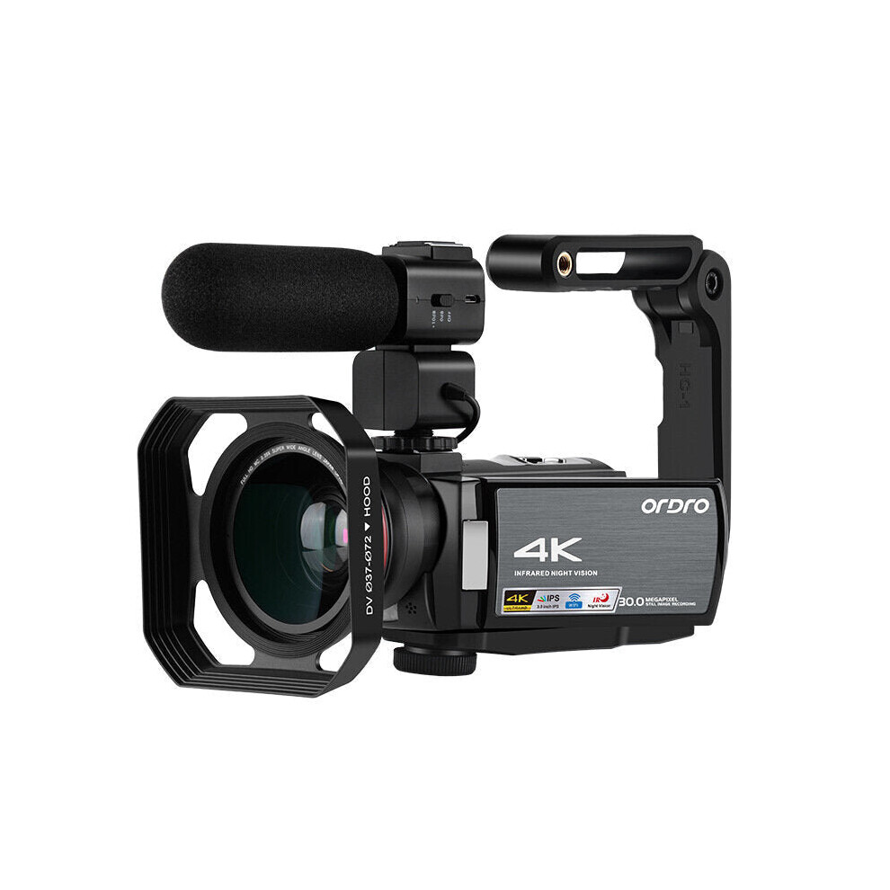 Digital Camcorder HD 4K 3 inch IPS Touch Screen Vlog DV Camera IR Night Vision 2.4G WIFI 16X Digital Zoom with Microphone