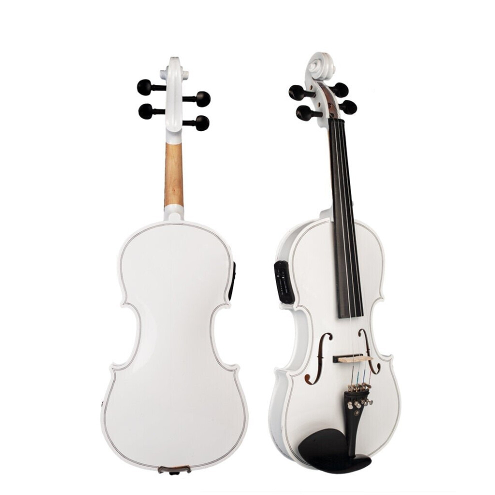 (Wood) Acoustic Violin Set With EQ Installation Solidwood 4/4 Fiddle w/ Brazilwood Bow+Audio Cable+Rosin+Violin Case