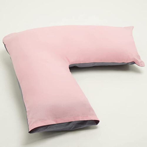 (Pink/Grey) V Pillow Orthopaedic V Shaped Pillow Extra cushion