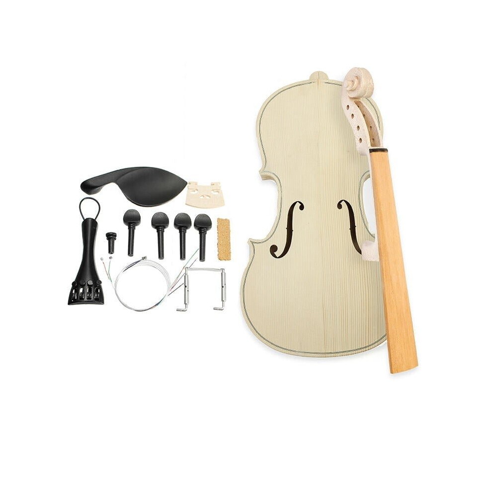 DIY Natural Solid Wood Violin Fiddle 4/4 Size Kit Spruce Top Maple Back Fiddle