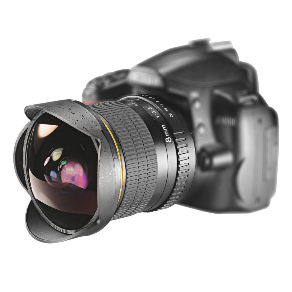 (A) 8mm F/3.0 Manual Ultra Wide Angle Fisheye Lens for Canon for Nikon DSLR Camera