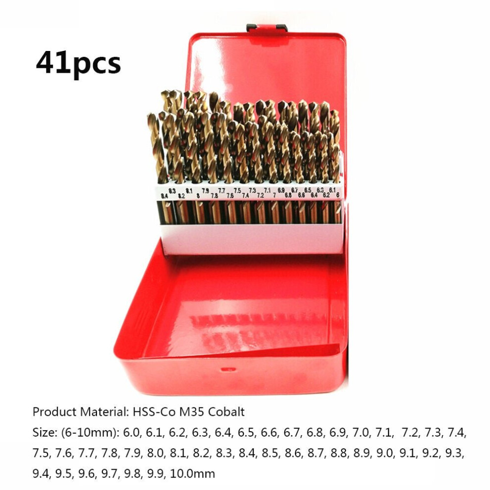 () 51Pcs 1-6mm M35 Cobalt Drill Bit Set HSS-Co Length Twist Drill Bits with Metal Case for Stainless Steel Wood Metal Drilling