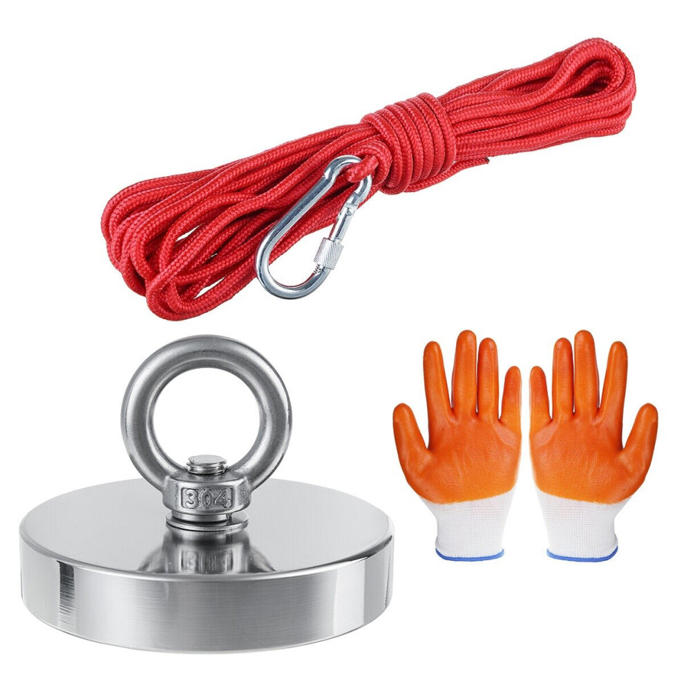 (25mm) 35-600KG Strong Fishing Magnet With Rope Gloves Pull Salvage Neodymium Fishing