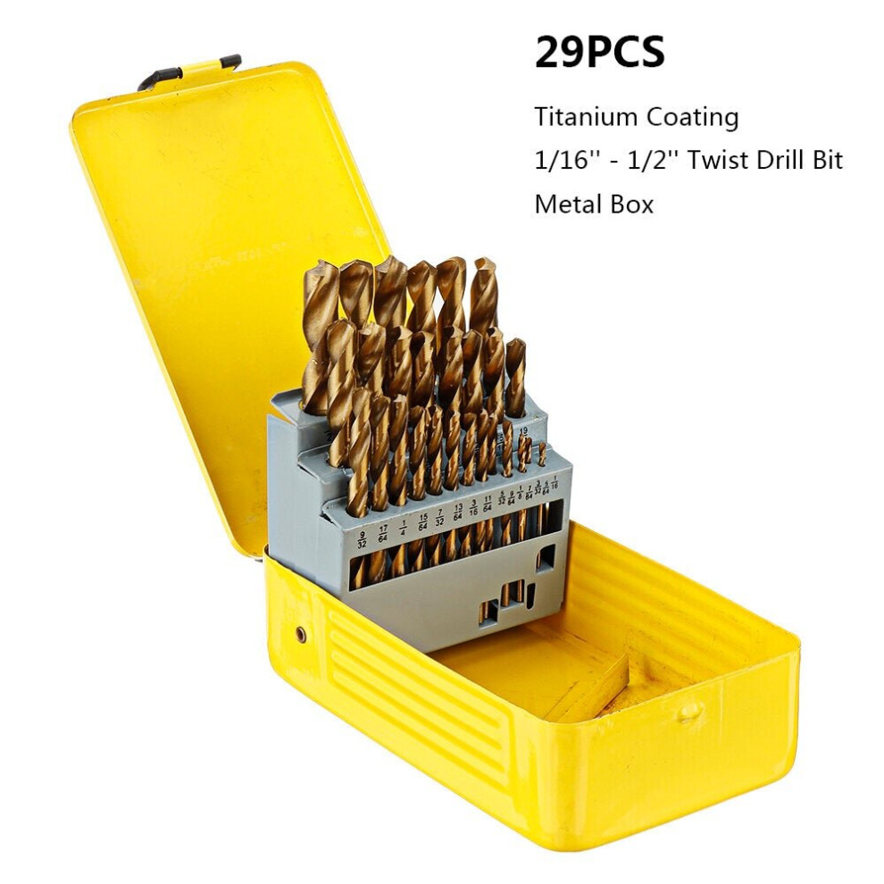 () 21/29/115 Pcs Titanium Coating Quick Change Twist Drill Set Individual HSS Drill Bits 1/16"-1/2" #60-#1 A-Z Round Shank Drill Set