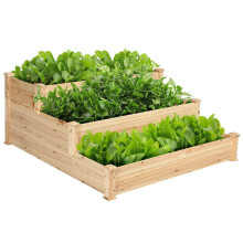 3 Tier Wood Raised Bed Vegetable Flower Plant Garden Planter Box