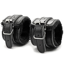 Punk - Pulsera de piel esponjosa con forro de felpa suave para muecas, esposas, puos para piernas, juego de rol, correa desmontable para el hogar, yog
