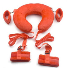 Roo-16HAO Soft and comfortable Plush Set Toys pillow back with strap gloves yoga tool, red -120
