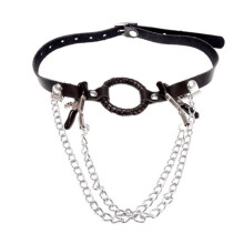 Open Mouth Gag with Nipple Clamps