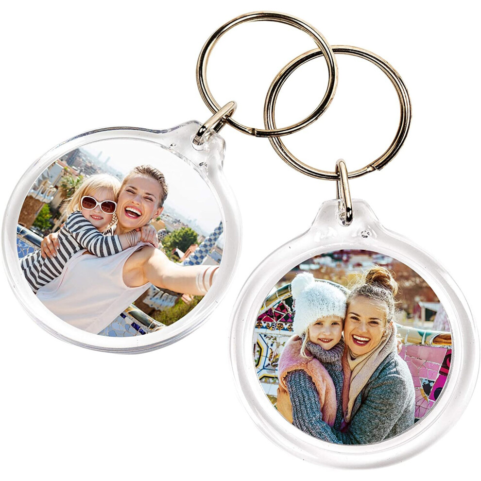 50 Clear 4.5cm Acrylic Photo Insert Keychains - Perfect for Gift Bags