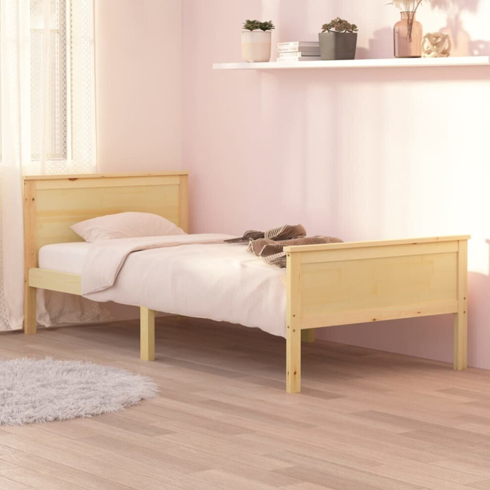 vidaXL Solid Wood Pine Bed Frame 100x200 cm Wooden Bed Base Bedstead Furniture