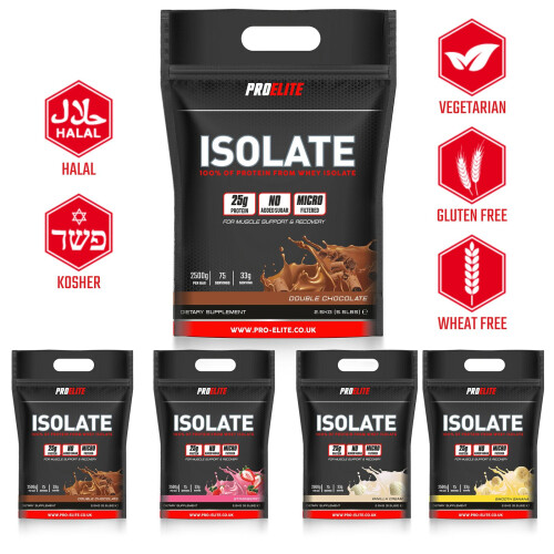 (Strawberry, 5Kg) ProElite Pure Whey Protein Isolate Powder ISO Zero