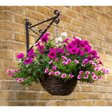 12 inch Hanging Basket Natural Woven Willow Basket With Liner & Chain