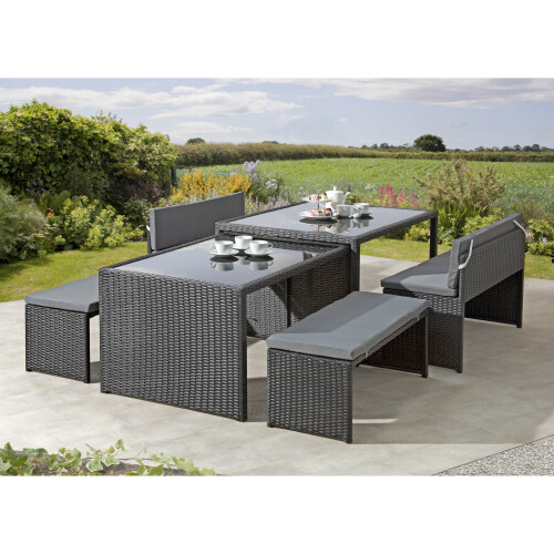 (Black) GSD Rattan Space Saving Garden Furniture Set on OnBuy