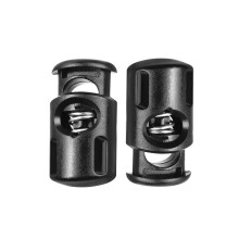 (Black, 10pcs) Drawstring Stopper Cord Locks with Twin Hole Button Toggle and Wide Push Buttons For Bags, Paracord,
