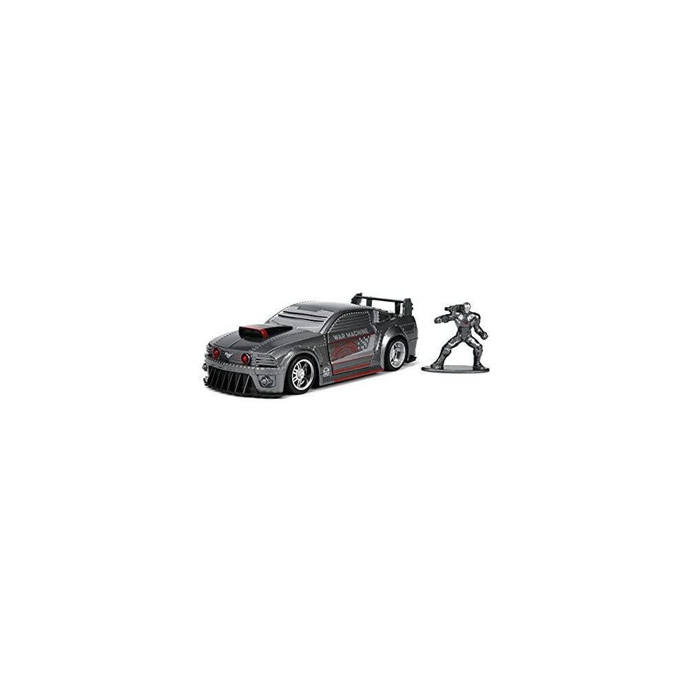 Photos - Toy Car Jada JA33082 1:32 HWR-Ford Mustang with War Machine Figure Iron Man Collectible Miniature Car, Grey, One Size 