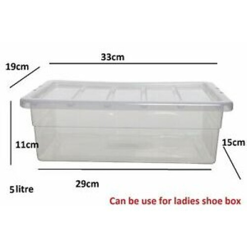 (5 (LITRE) 33 CM, 2 BOXES) Clear Plastic Space Saving Master Storage Boxes With Lid Stackable Stacking Unit