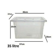 (35 (LITRE) 45 CM, 2 BOXES) Clear Plastic Space Saving Master Storage Boxes With Lid Stackable Stacking Unit