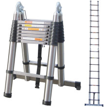 3.8m Stainless Steel Telescopic A-Frame Ladder – 12.5ft Multi-Purpose Extension, 150kg Load, EN131/CE, Anti-Pinch Lock