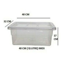 (15 (LITRE) 40 CM, 5 BOXES) Clear Plastic Space Saving Master Storage Boxes With Lid Stackable Stacking Unit