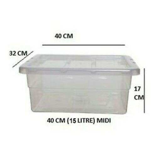 (15 (LITRE) 40 CM, 5 BOXES) Clear Plastic Space Saving Master Storage Boxes With Lid Stackable Stacking Unit