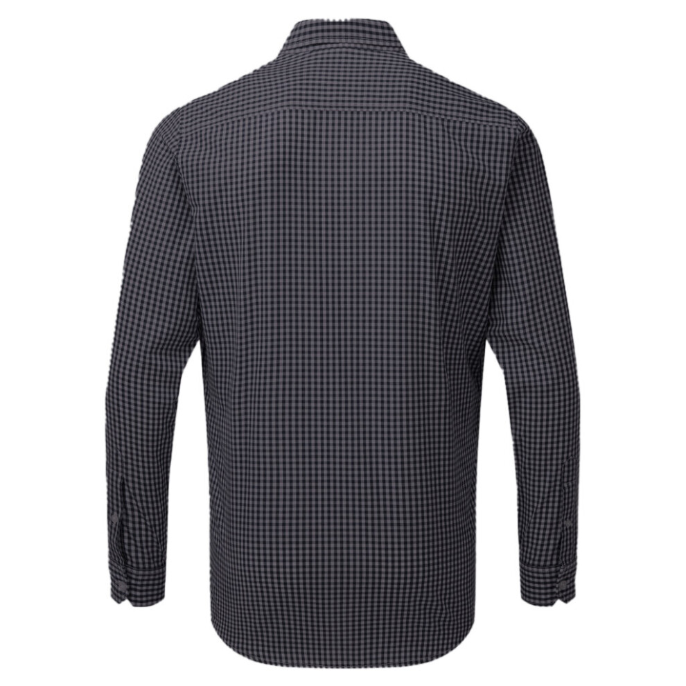 Premier (2Xl, Silver/White) Mens Maxton Check Long Sleeve Shirt