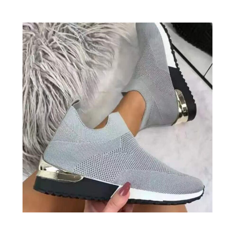 (Gray, 40) New Women'S Sports Shoes Fashion Women'S Breathable Mesh Sports Shoes Anti Slip