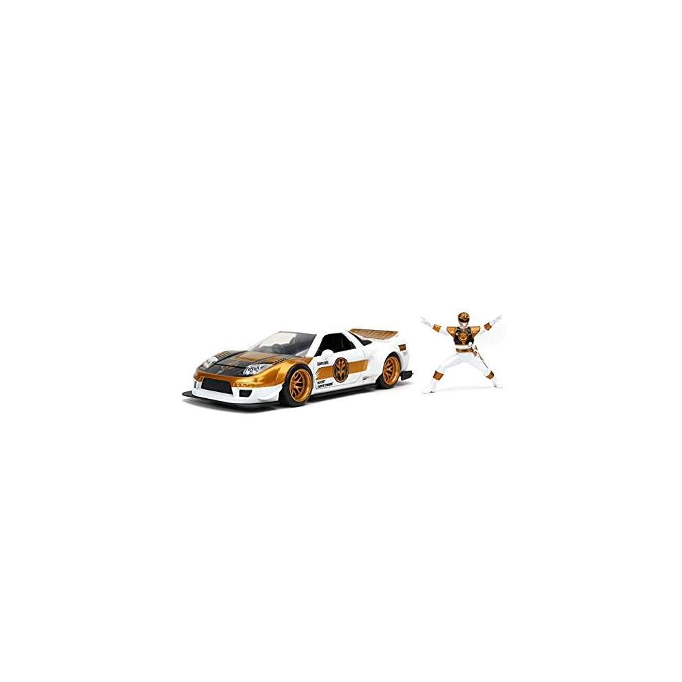 Jada Toys Power Rangers 1:24 2002 Honda NSX Type-R Japan Spec Die-cast Car with 2.75" White Ranger Figure, Toys for Kids and Adults