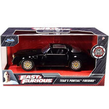 Tego's Pontiac Firebird Black with Gold Stripes and Hood Bird Fast & Furious Series 1/32 Diecast Model Car by Jada 30763