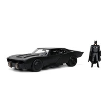 DC Comics 1:24 The Batman Batmobile Die-cast Car w/ 2.75"""" Batman Figure Toys for Kids and Adults Black/Silver