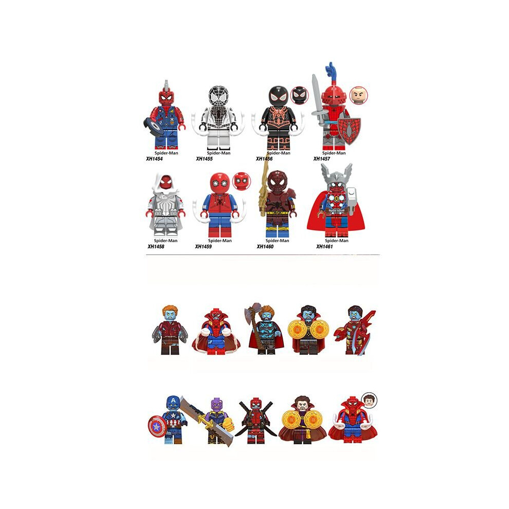 18pcs Marvel Superhero Series Spider-Man Knight Minifigures Puzzle Blocks