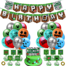 Minecraft birthday Party decorations Supplies- Including Happy Birthday Banner, Balloons