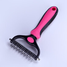 (Pink) Dogs Cat Professional Dematting Comb Undercoat Rake Stripping Dematting Tool