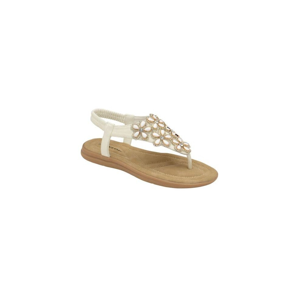 Dunlop DLP012 Women's Jaden White Sandals Toe Posts