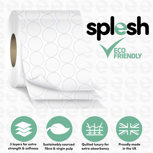 Cusheen Splesh Toilet Roll, Soft & Quilted Eco-Friendly, White, 60 Rolls 2