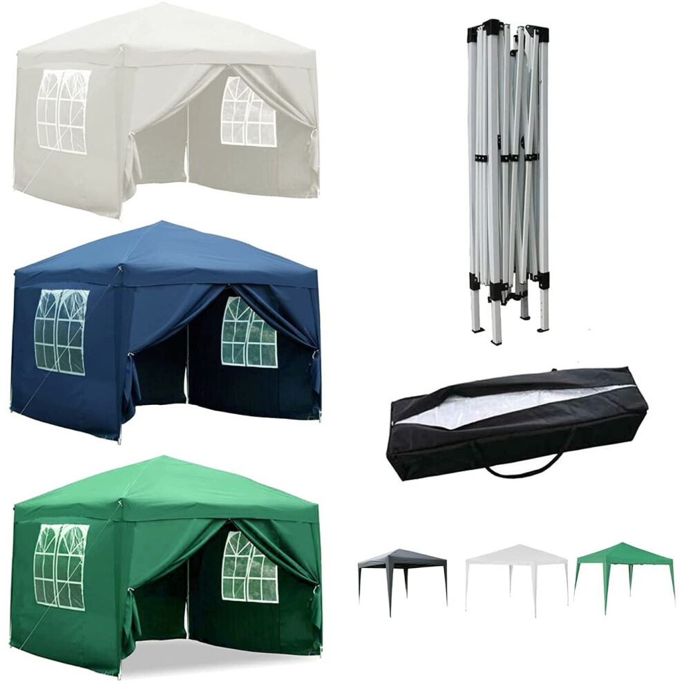 (Green) Pop-up Gazebo Party Tent 3mx3m with 4 Sides & Weight Bags