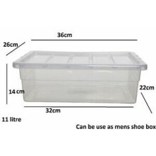 (11 (LITRE) 36 CM, 1 BOX) Clear Plastic Space Saving Master Storage Boxes With Lid Stackable Stacking Unit