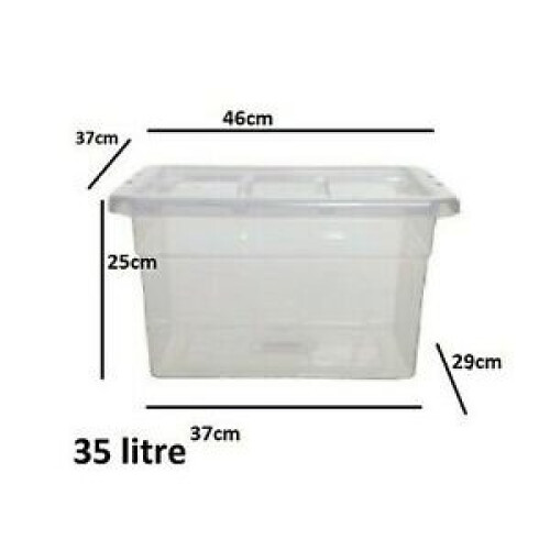 (35 (LITRE) 45 CM, 1 BOX) Clear Plastic Space Saving Master Storage Boxes With Lid Stackable Stacking Unit
