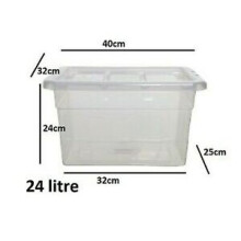 (24 (LITRE) 40 CM, 1 BOX) Clear Plastic Space Saving Master Storage Boxes With Lid Stackable Stacking Unit