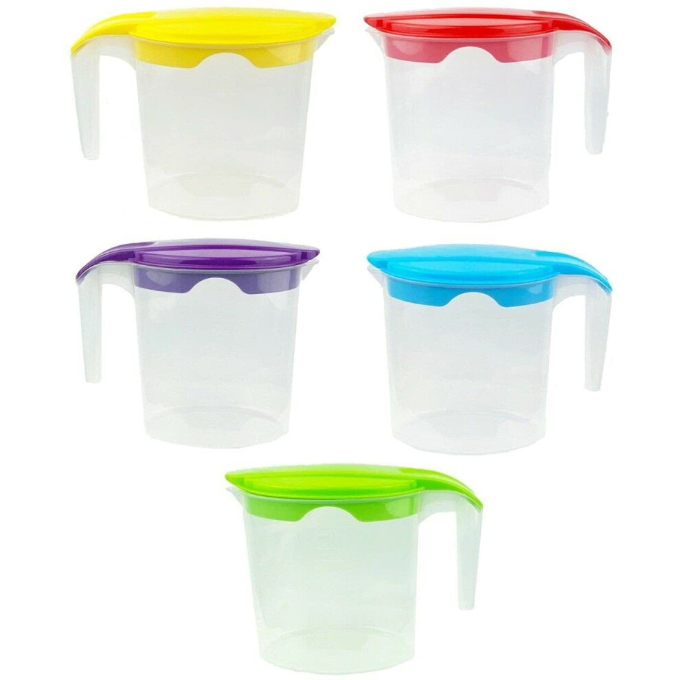 (3 jugs) 1 Litre Plastic Jug With Lid & Measuring Mark