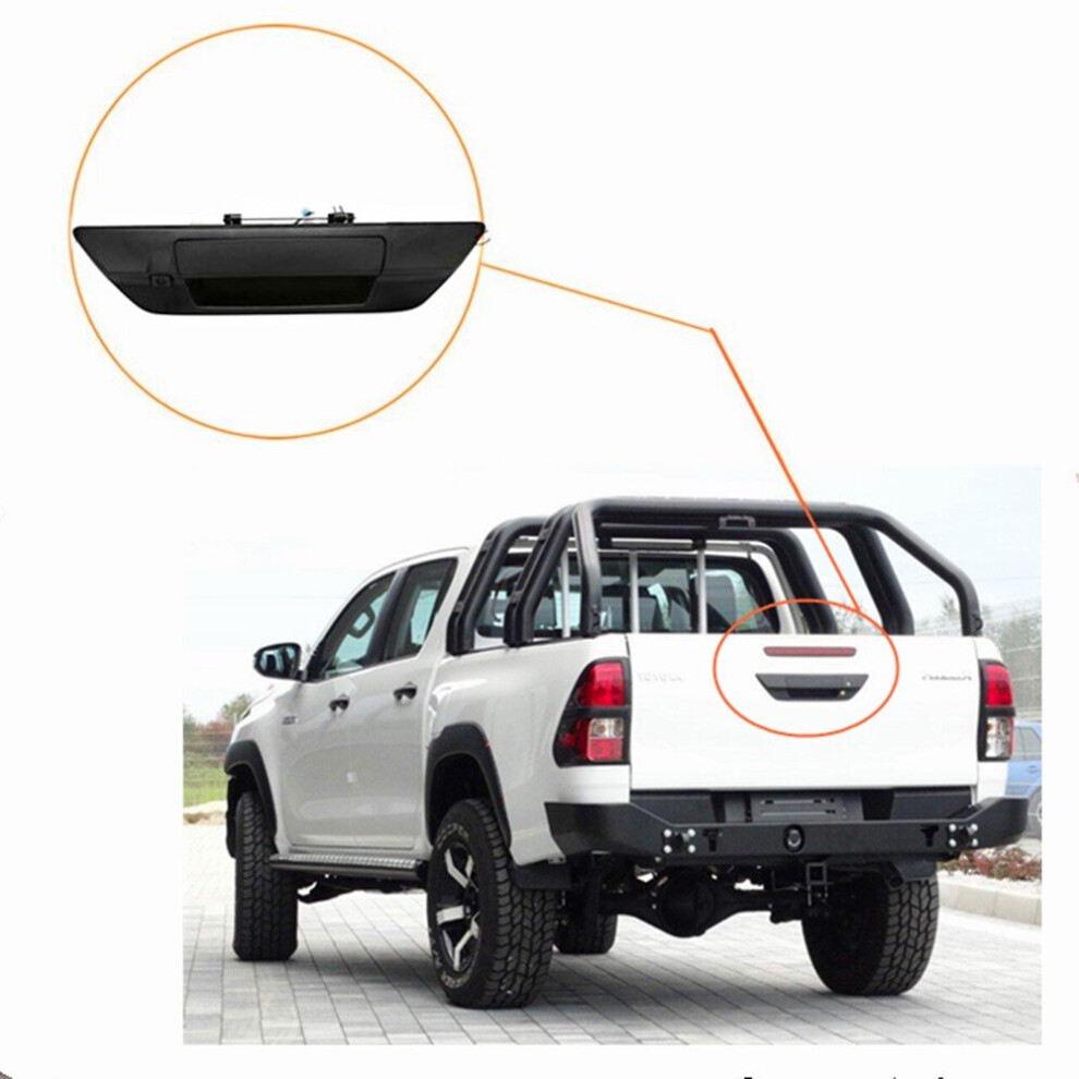 Tailgate Handle Reversing Rear View Backup Cameras For Toyota Hilux Revo Rocco 2015-19 (Black) Black 768477218808
