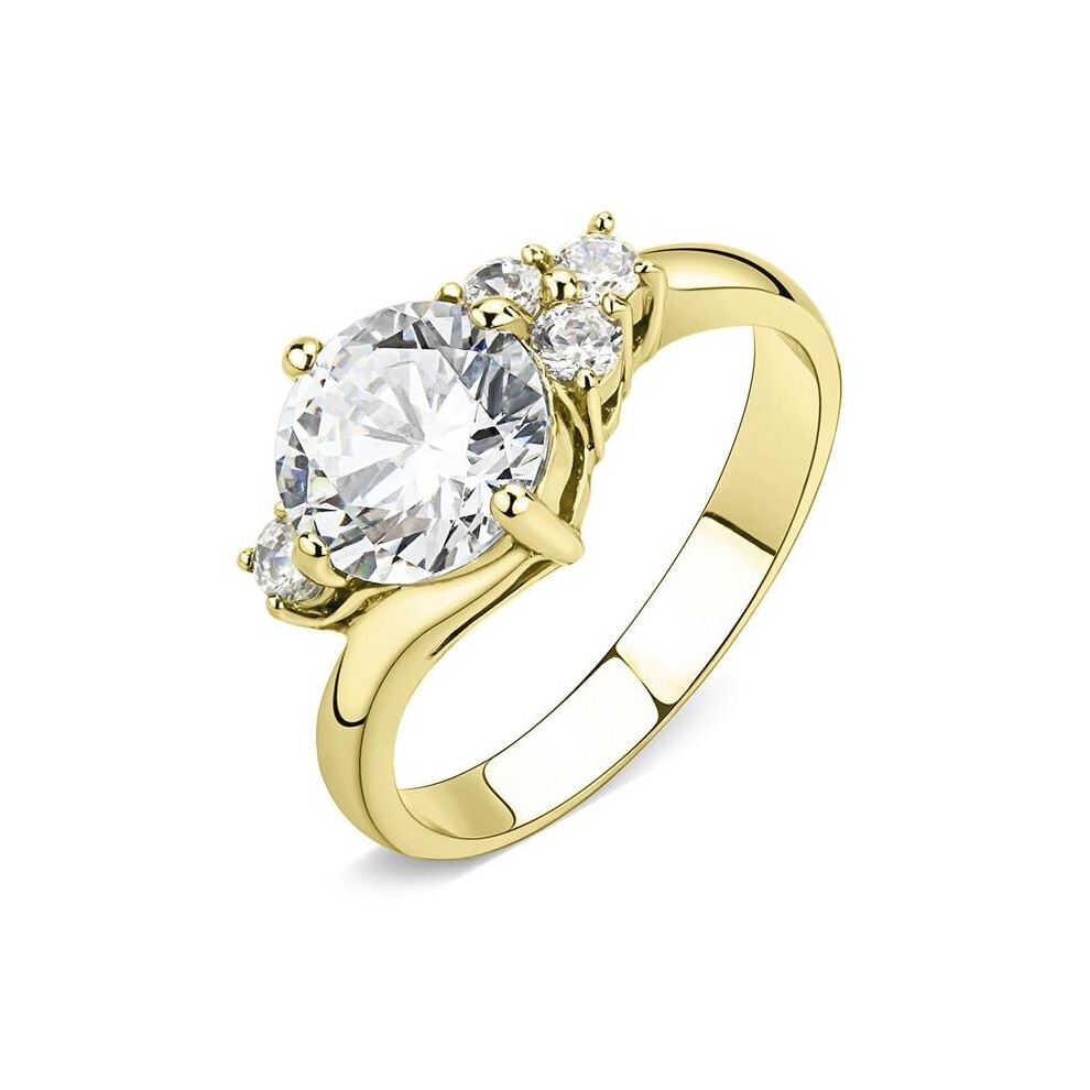 Photos - Ring Alamode TK3670-8 Women IP Gold Stainless Steel  with AAA Grade CZ in Clear - Size 8